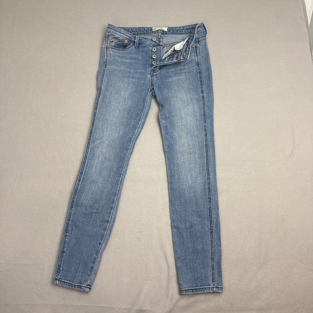 Free People Women Skinny Leg Button Fly‎ Denim Jeans Sz 25(28x27) Light Blue